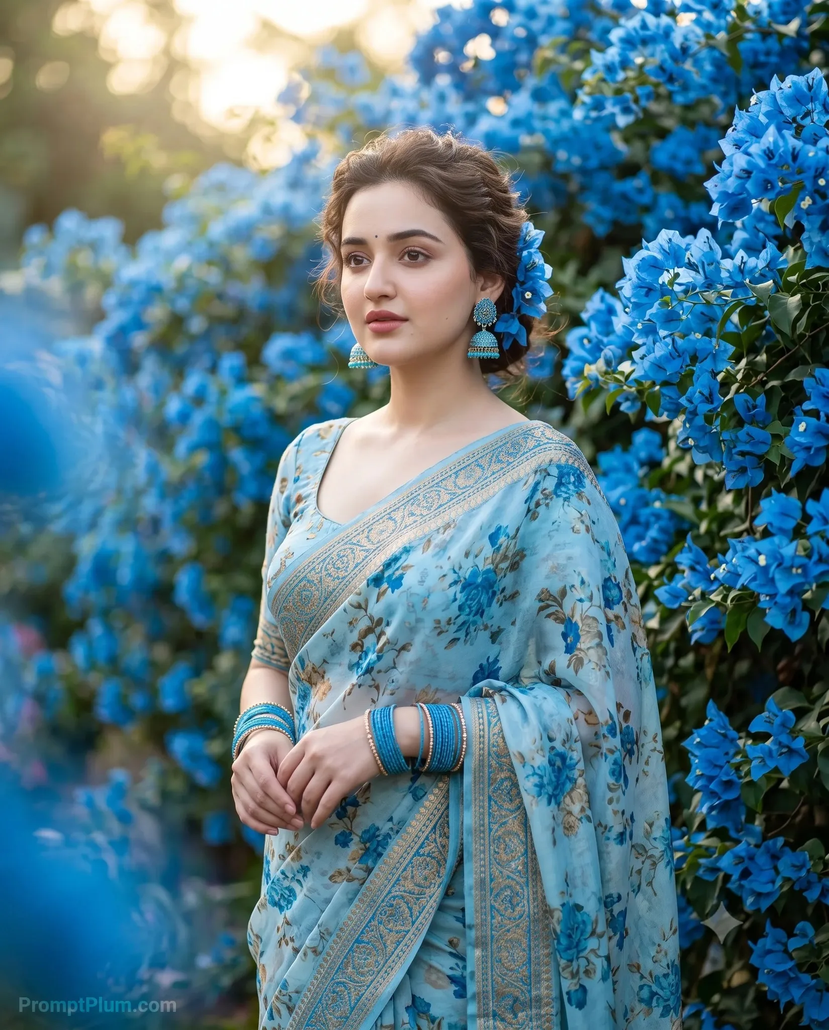 Blue Floral Saree