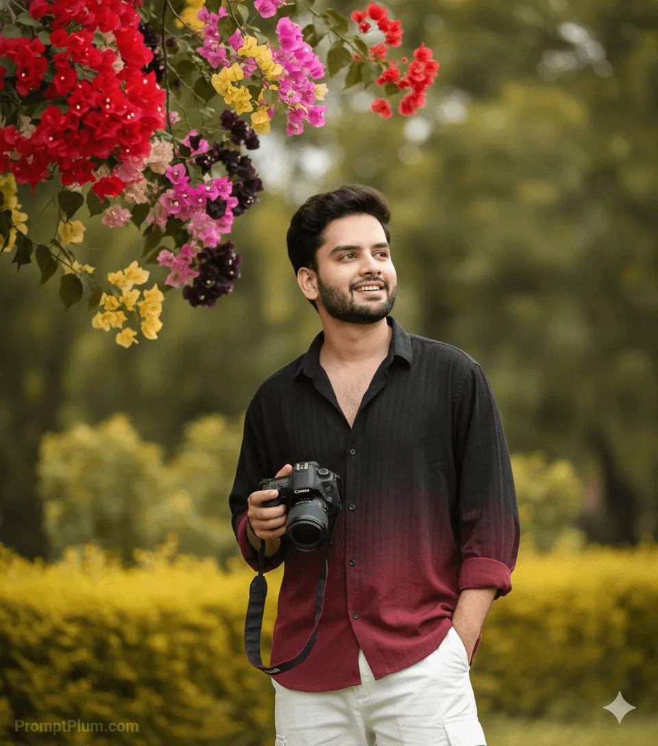 Young man with camera