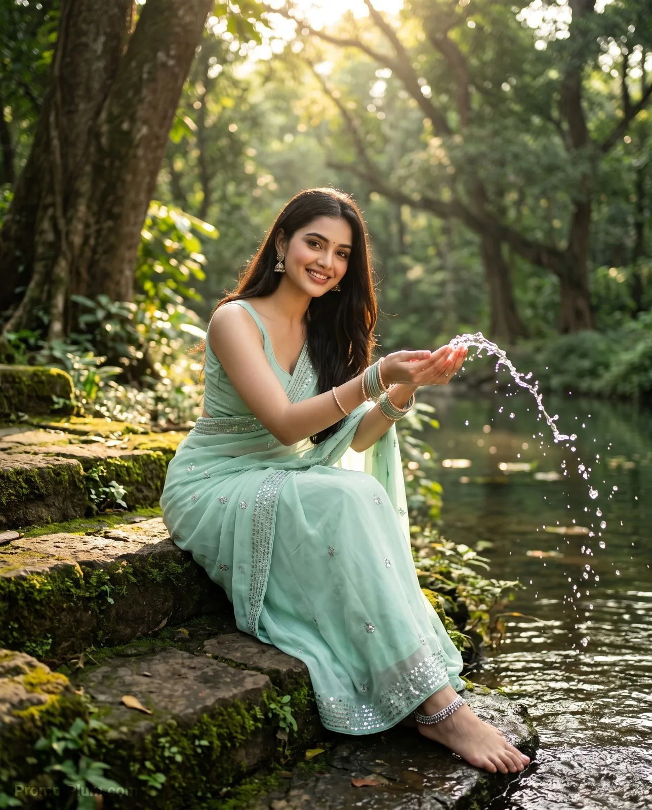 Playful Splashes in the Tranquil Forest