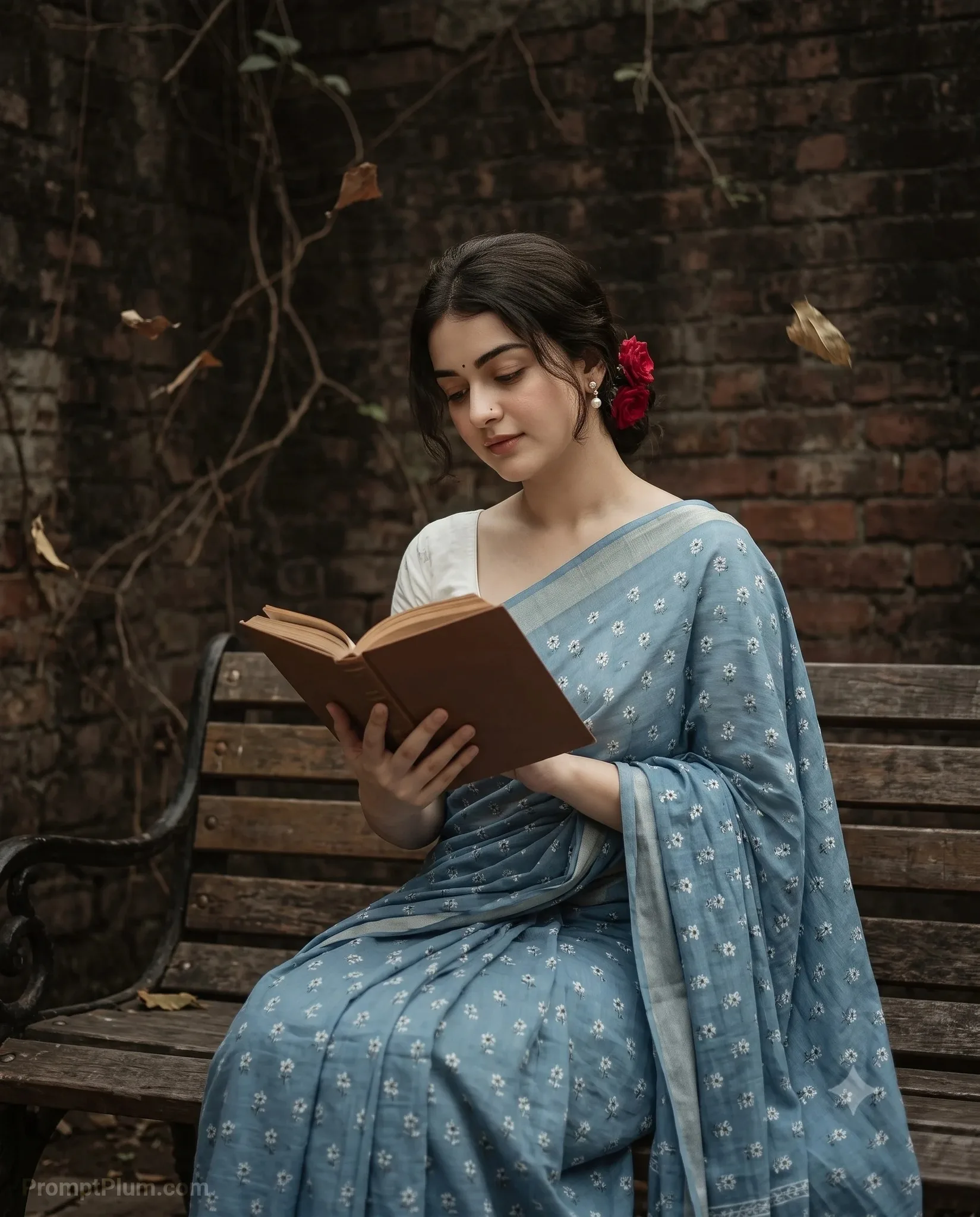 Vintage Style Woman Reading Portrait