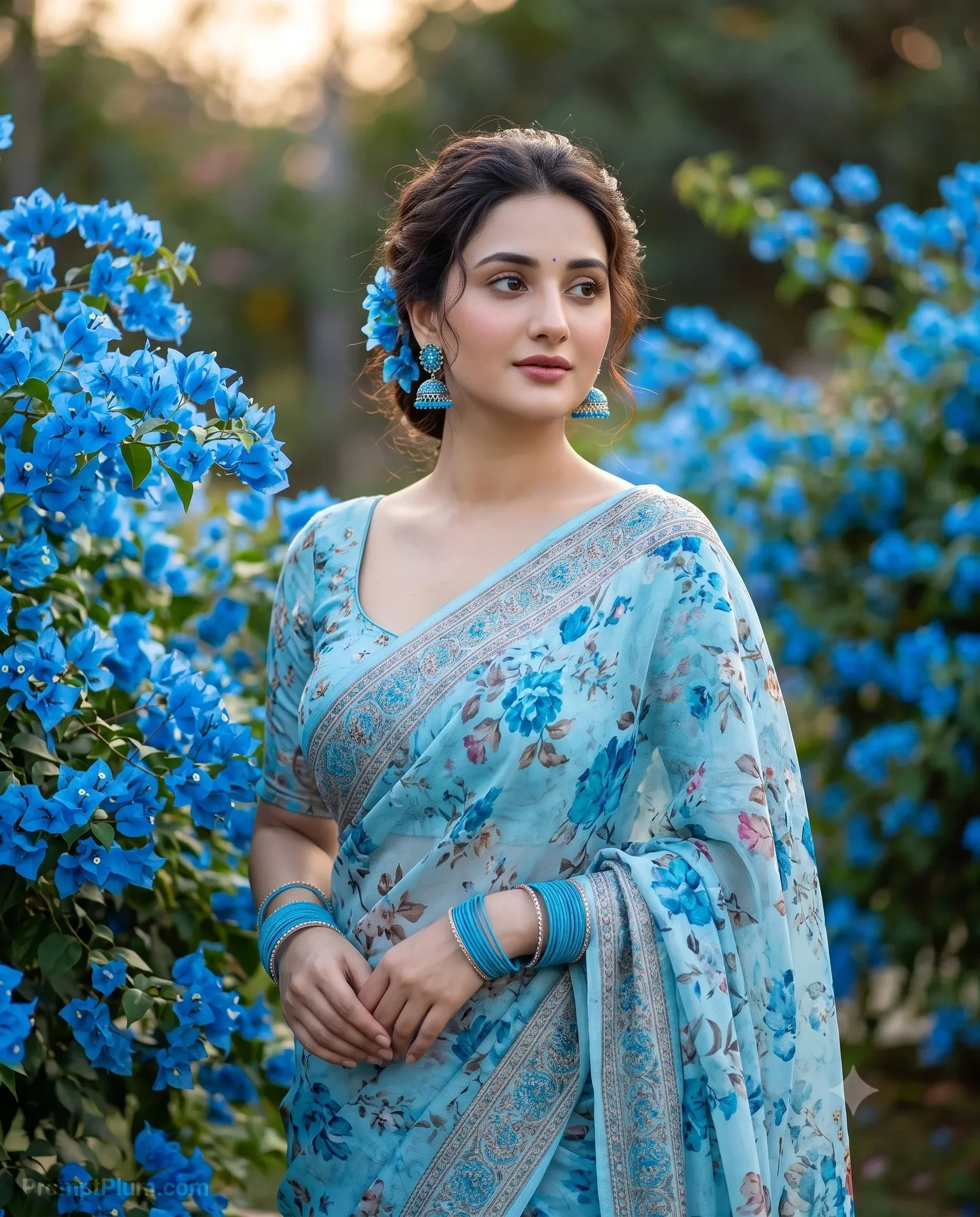 Blue Floral Saree