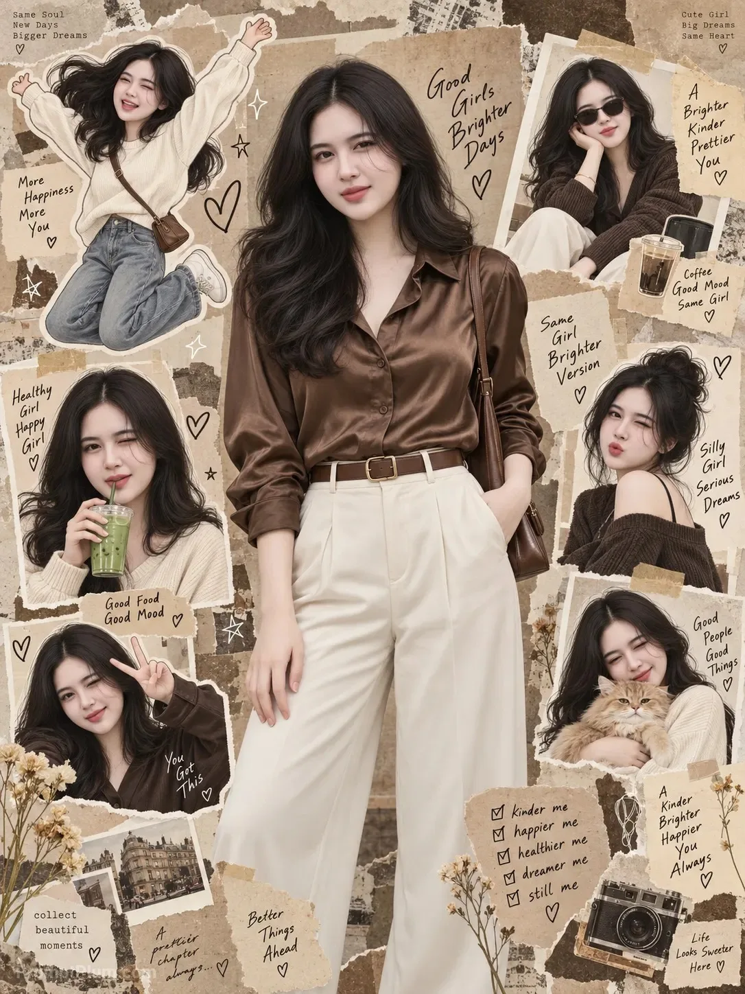 Vintage Scrapbook Aesthetic Girl Collage