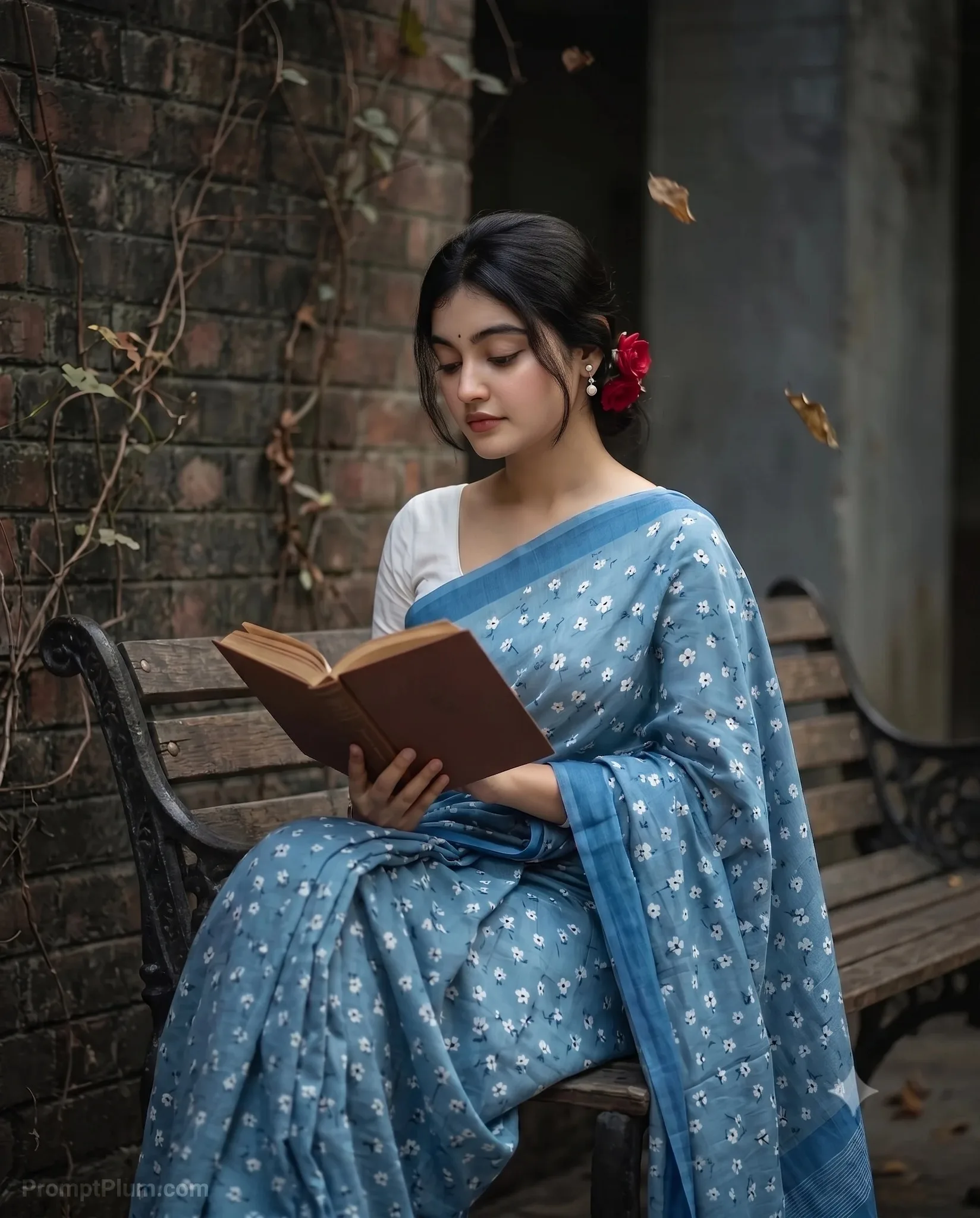 Vintage Style Woman Reading Portrait