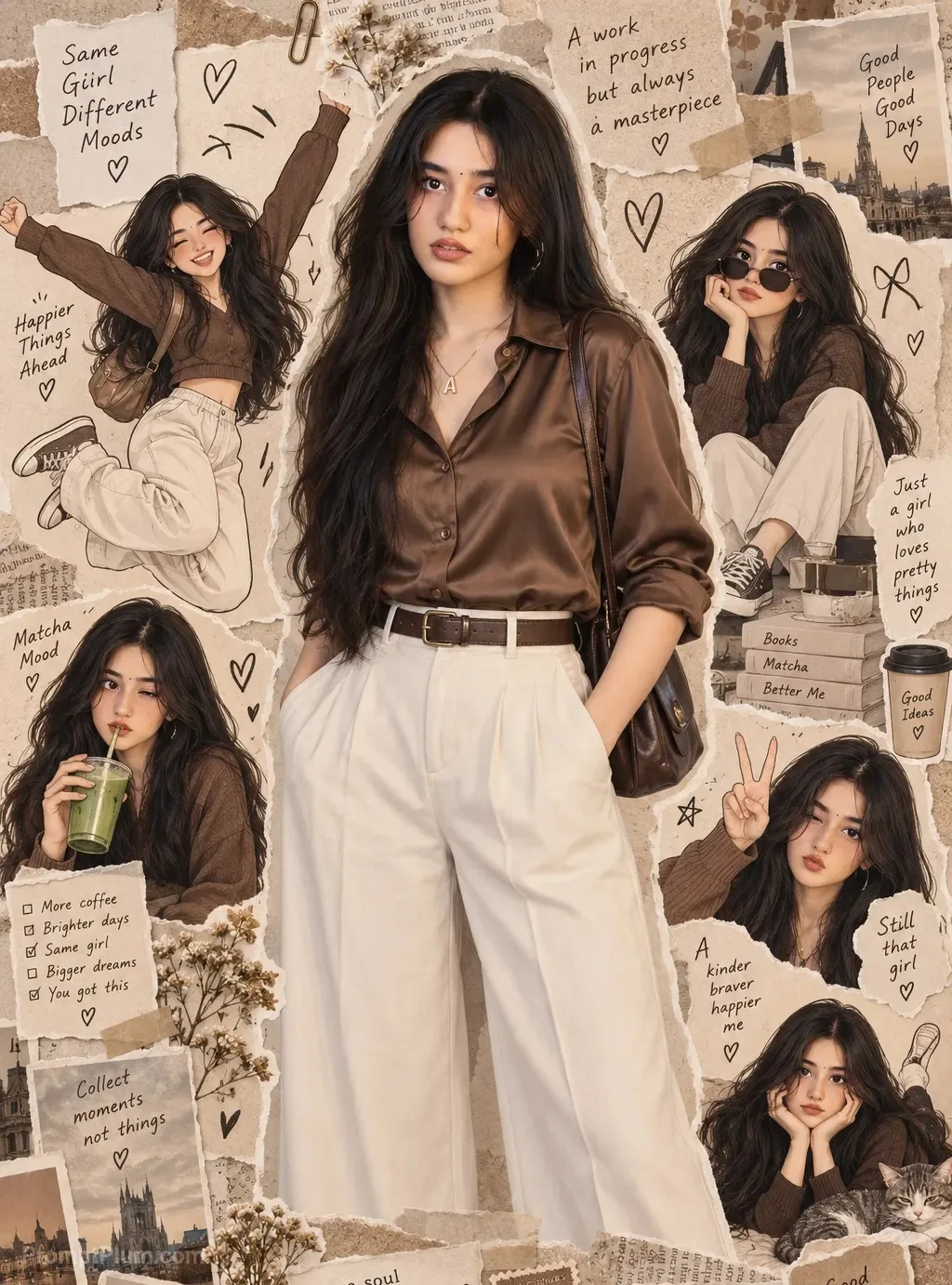 Vintage Scrapbook Aesthetic Girl Collage