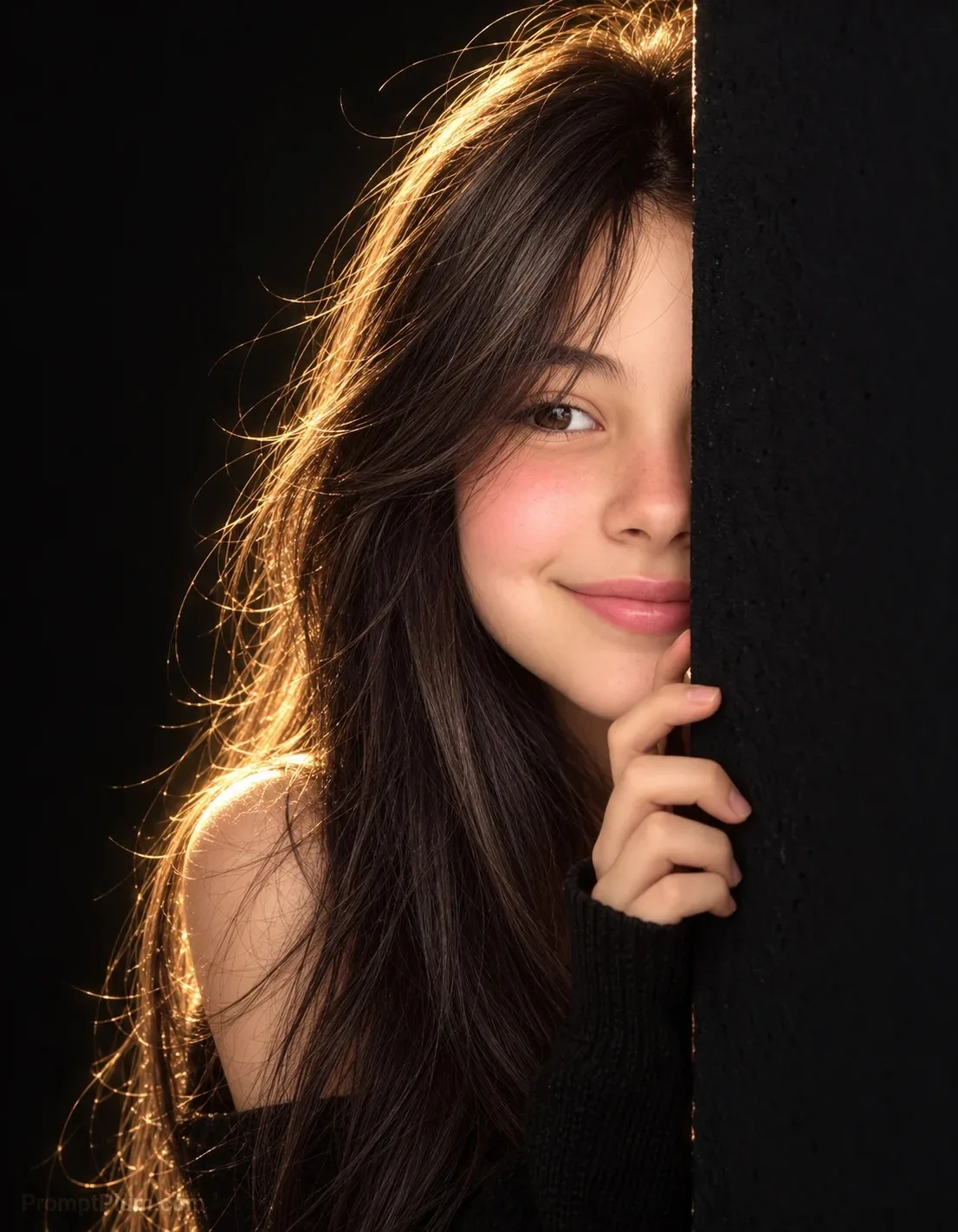 Cinematic Anime Girl Peeking Wall