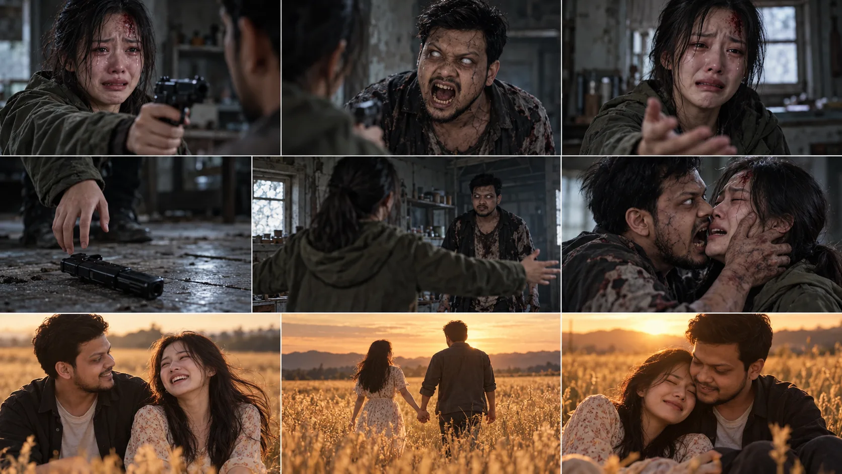 Apocalypse Farmhouse · Gun Raised at an Infected Lover, Cut to Wheat-Field Memories