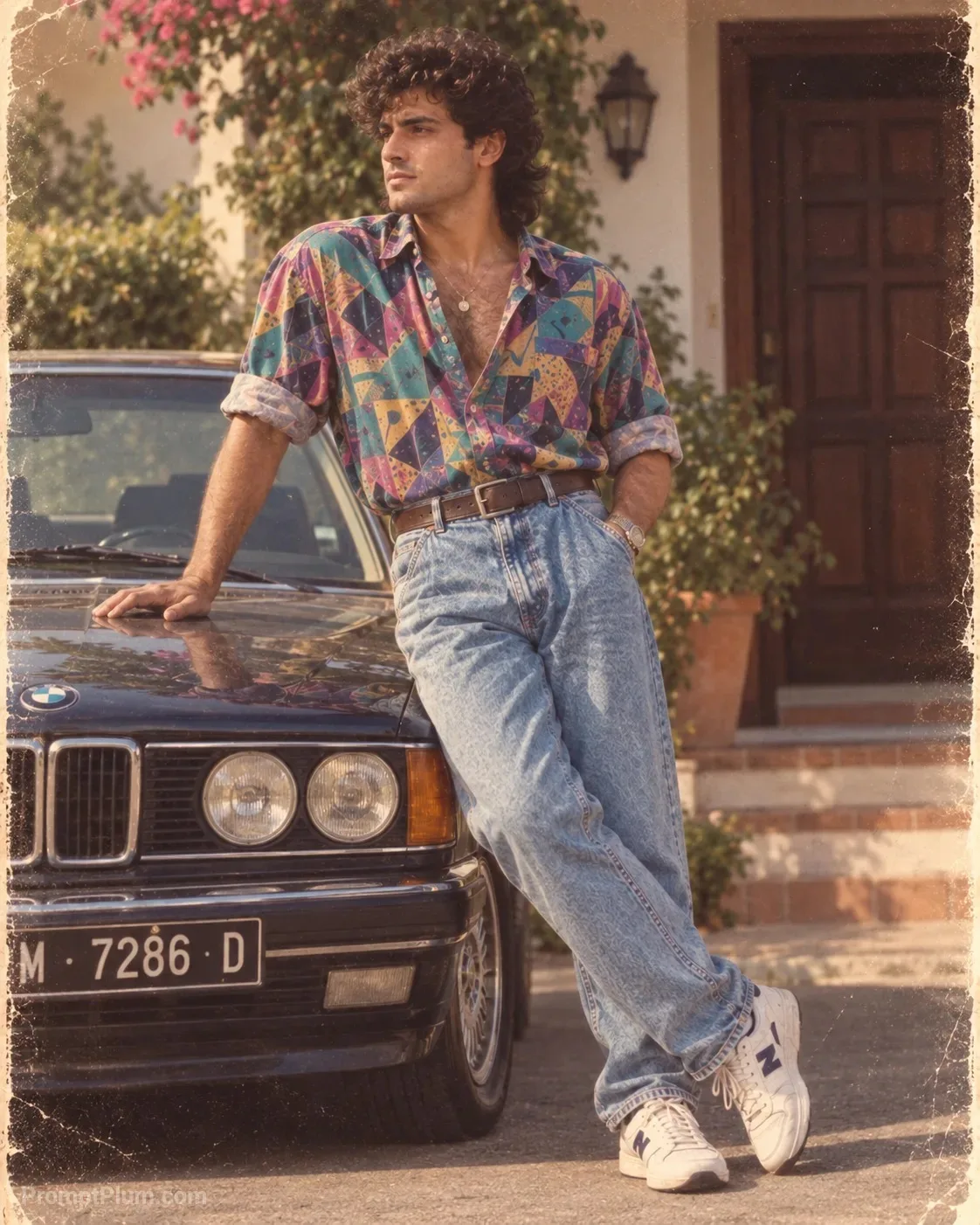 80s Men's Vintage Car Portrait
